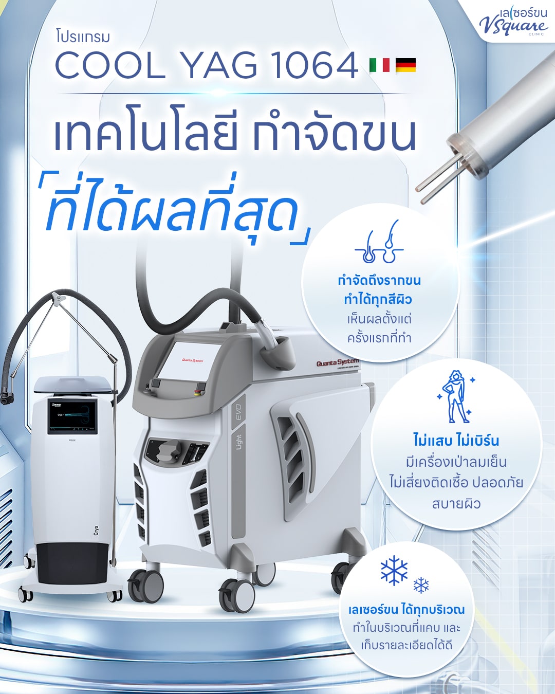 กำจัดขนหน้า Cool Yag Laser 1064